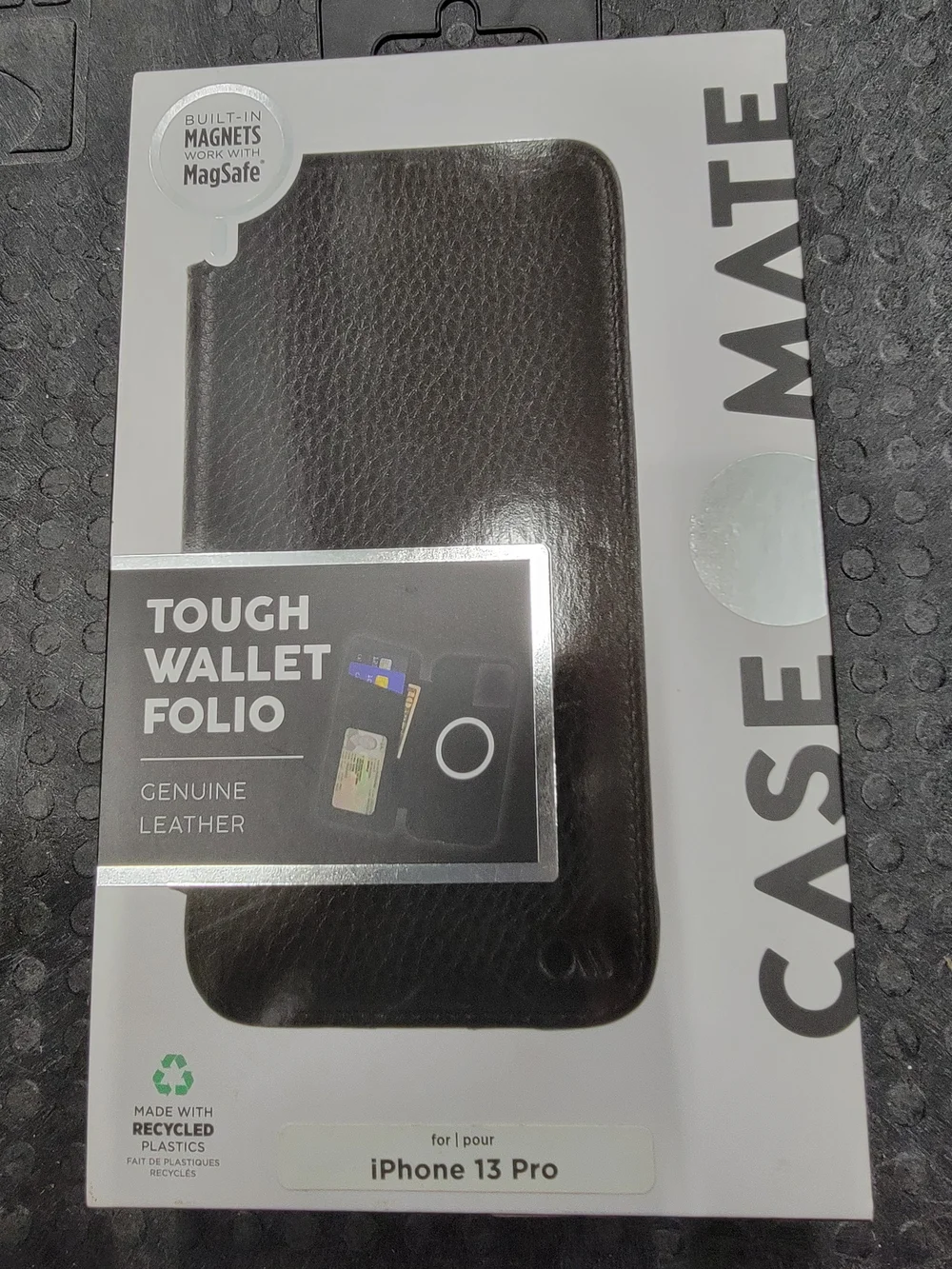 Case-Mate Tough Wallet Folio Genuine Leather Case for iPhone 13 Pro - Black